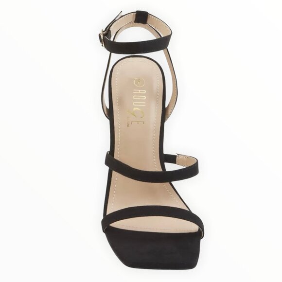 Rouge ENDLESS Women's Hight Heel Square Toe Strappy Dress Shoes Black Size 9 - Picture 4 of 7